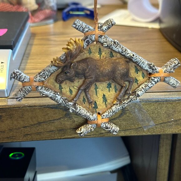 Rustic Moose in Forest Birch Frame Ornament Cabin Lodge Decor 5 in Woodland - Picture 16 of 16